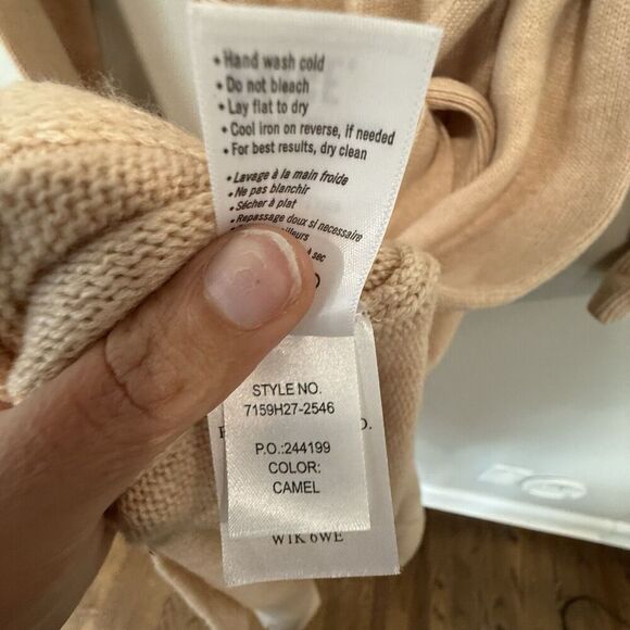 PAIGE Raundi Cutout Turtleneck Midi Wool Blend Dress In Camel Size Large 1603 - Picture 10 of 12